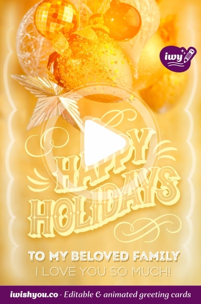 Gold, Yellow & Orange Merry Christmas greeting card 2021 (with editable text and animation) balloons, star, decorations - Picture