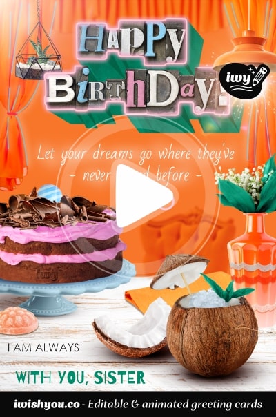 Unique 🎂 Orange Birthday Virtual Card 2021 for Email Greeting