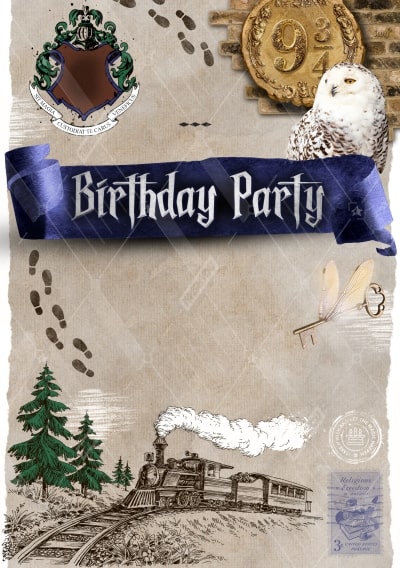 Harry Potter Hogwarts Birthday Party Invitations x 10 c/w