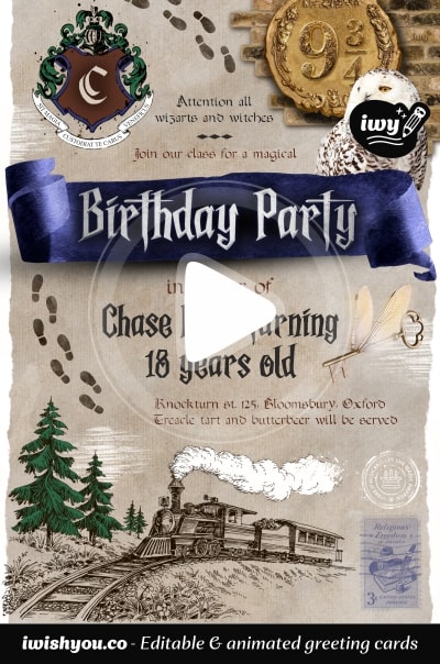 Printable 🧙‍♂️ Harry Potter Birthday Invitation Card 2021 with Owl &  Platform 9 3/4